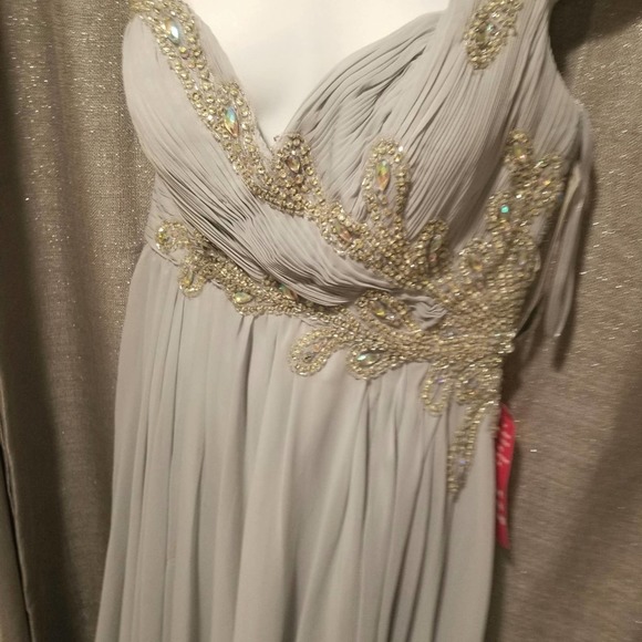DAVE & JOHNNY SILVER GRAY GOWN SZ 7/8 - Picture 7 of 15